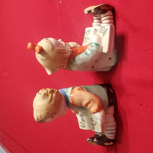 Vintage Gold Castle Ceramic Figurine Bookends Boy & Girl Reading Books - Picture 2 of 4